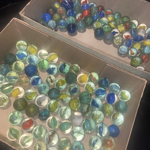 Box old marbles some well - box, of