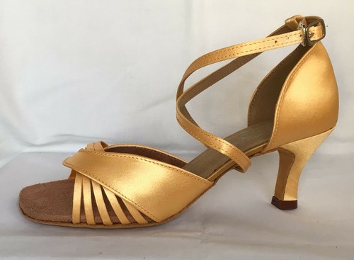 Ladies gold satin ballroom - satin,