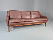 Mid Century Leather 3 Seat