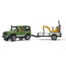 Bruder Land Rover Defender & JCB Excavator Trailer Toy Set
