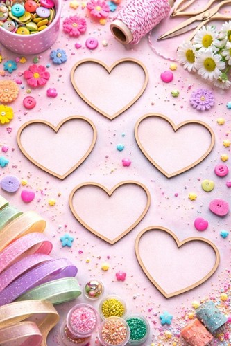 Heart outline wooden shapes - heart,