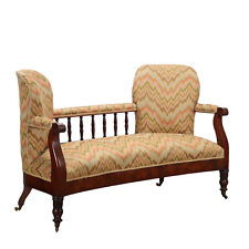 Antique Sofa Louis Philippe Mahogany Fabric Italy XIX Century Original