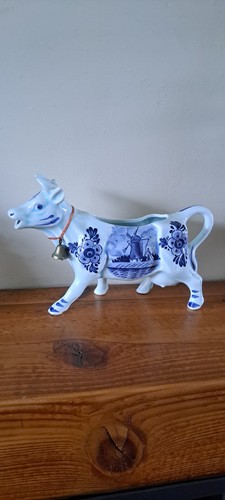 Vintage blue and white cow - and,