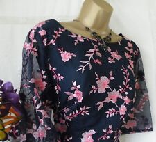 ?***MONSOON PRE OWNED "EMBROIDERED NAVY" DRESS SIZE 18***?