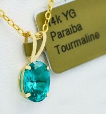 PARAIBA TOURMALINE 0.97 Cts PENDANT 14k YELLOW GOLD - New With Tag - FREE CHAIN