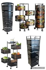 6 Tier Kitchen Rotating Storage Trolley Cart With Wheels Utility Vegetable Rack