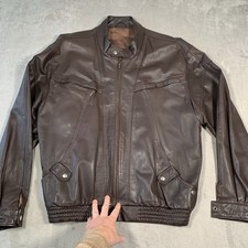 Canda Leather Jacket Mens 44 Brown Cafe Racer Motorcycle Goat Butter Soft Biker
