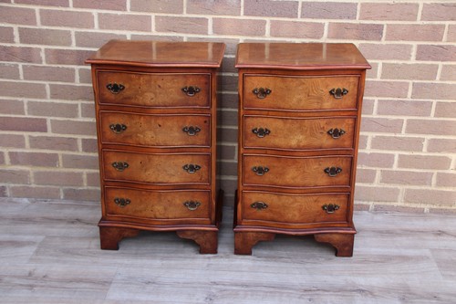 Pair walnut serpentine - pair, of
