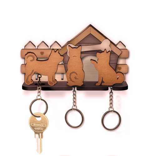 Shiba inu wooden key holder - wooden,