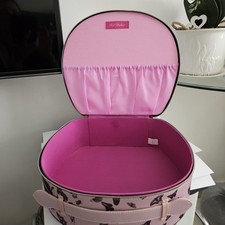 Large Ted Baker Vanity Makeup Case Pale Pink Butterfly Print Carry Handle Zip Up
