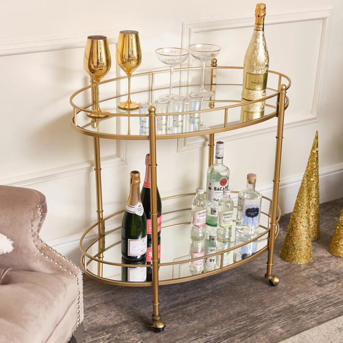 Gold mirrored oval - oval, drinks