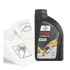 Engine Oil Top Up Fuchs TITAN SUPERSYN 5W-40 1 LITRE 1L + Gloves Wipes Funnel