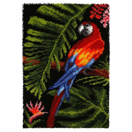 Parrot latch hook kit - latch, rug