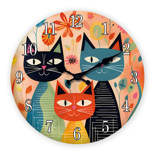 Retro cute cat family - retro,