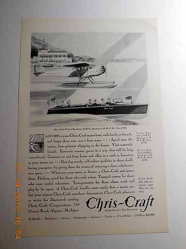 Advertisement chris craft - advertisement:, chris-craft