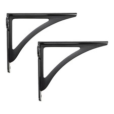 Shelf Brackets Pair of Black Rustic Vintage Cast Iron Heavy-Duty L- Shaped Suppo