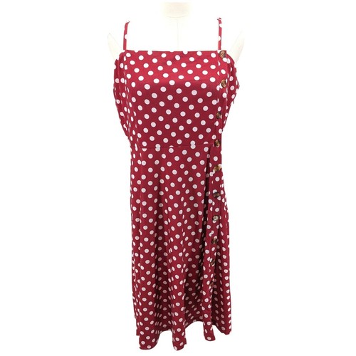 Red polka dot midi dress - midi, retro