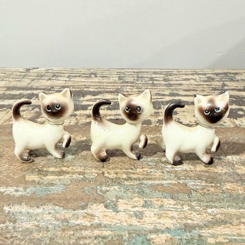 Siamese cat figurines mcm - siamese, x3