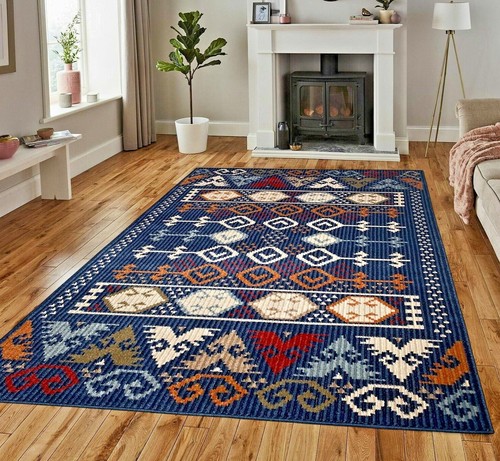 Dark navy rug blue livingroom - dark,