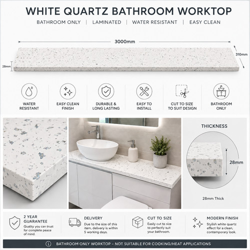 White quartz effect - effect, bathroom