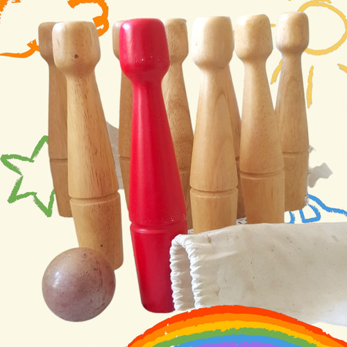 Wooden skittles set - wooden,