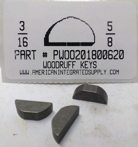 16x5 8 woodruff keys - #61, 3/16x5/8