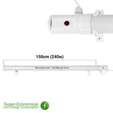 Tube Heater Auto Thermostat Tubular Wall Mount Greenhouse Bathroom Conservatory 