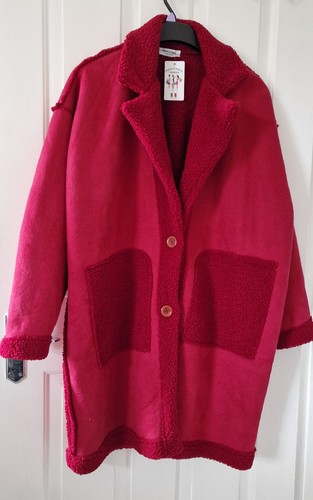 Burgundy faux shearling - , coat