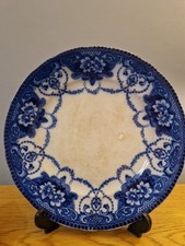 2 Vintage F & Sons Burslem Blue & White Decorative Plates in Good Condition