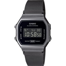 Wristwatch CASIO A168WEMB-1BDF Stainless Steel Mesh Black Unisex Digital