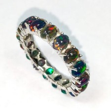 1.00-1.99 Ct Black Opal All Occasion Prong Ring 925 Solid Silver