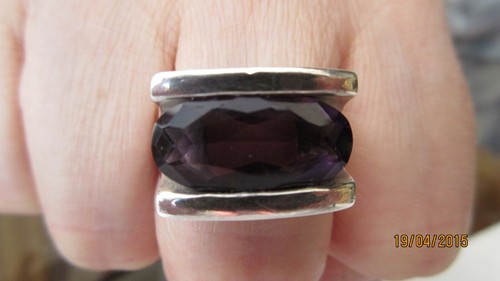 Signet ring purple gemstone - purple,