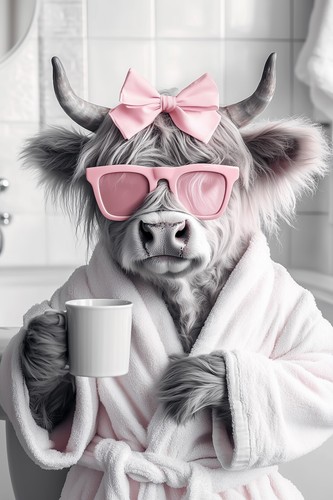 Highland cow drinking - drinking, coffee
