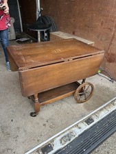 Vintage PRIORY Dark Oak  Dropleaf Drinks Tea Trolley Table Good Condition