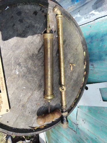 Vintage brass grease gun - gun, and