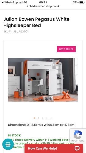 High sleeper bed with desk - sleeper,