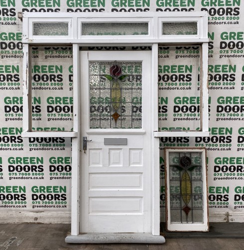 Leaded glass front door with - glass,