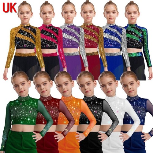 Girls sparkly sequin crop - sparkly,