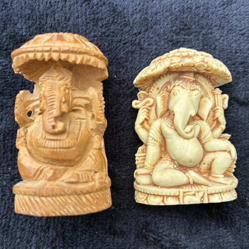 Pair small carved ganesha - pair, of