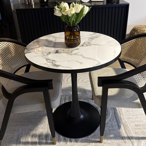 Marble round dining table - round,