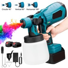Cordless Paint Sprayer Fence Wall Airless 21V HVLP Spray Gun with 2 Battery UK