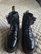 Womens Dr Martens Black Leather Boots Size 4