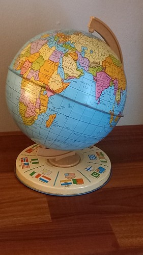 Vintage tin world globe - globe, in