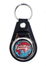 CLASSIC TRIUMPH CAR GLOBE MARQUE FAUX LEATHER KEY RING/KEY FOB.