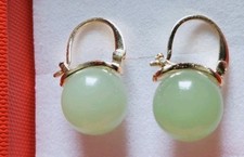 Jade Bead Gold Earrings Gem Stone Green Jade Comes Gift Boxed Christmas B56