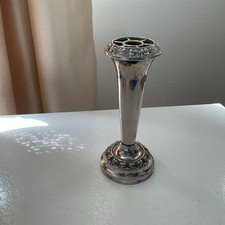 Vintage Silver Plated Bud Vase With Floral Pattern Xmas Weddings Decor