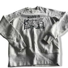 Vintage men Primark Madrid graphics grey sweatshirt in S|L26 W19|SKU 5580
