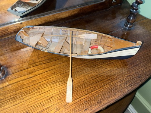 Wooden row boat canoe model - wooden,