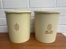 Vintage Tupperware Canister Set of 2 Yellow WITH LIDS #805-1