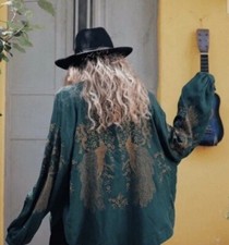 ZARA Green Gold Embroidered